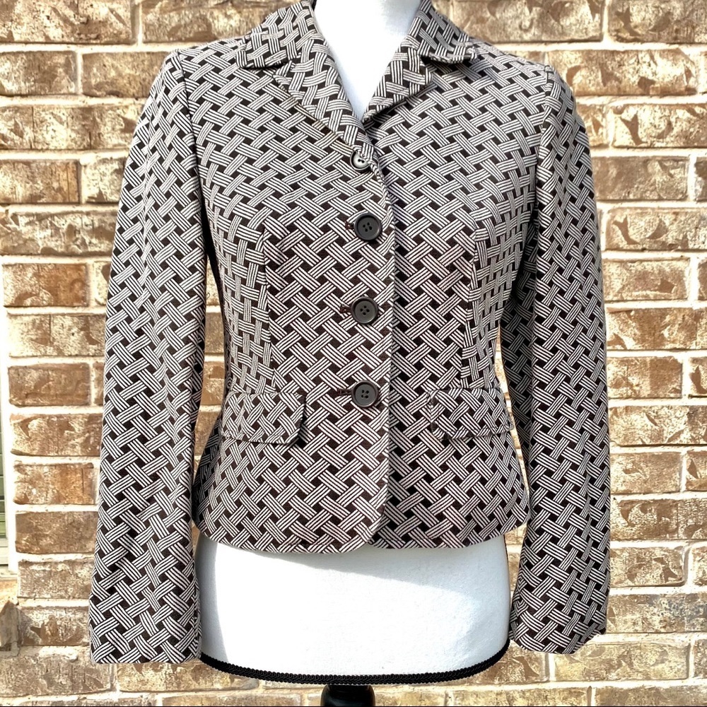 Ann Taylor Loft Petite Blazer size 2 brown white